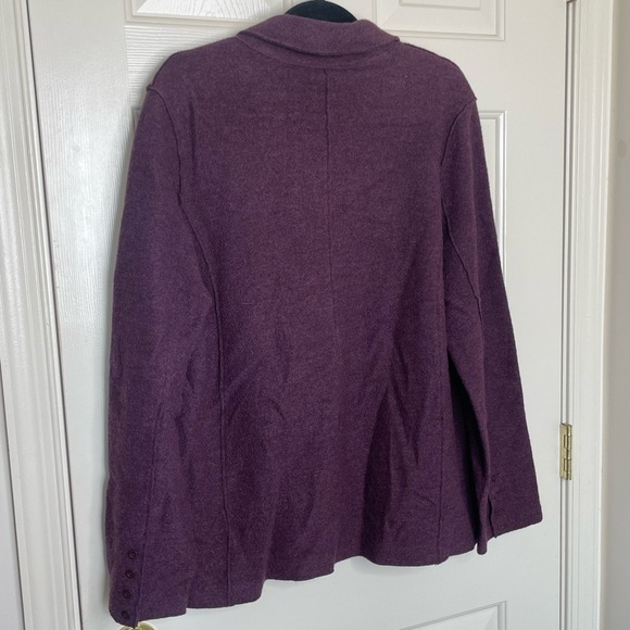 Eileen Fisher plum lightweight boiled wool notch collar jacket | L - Picture 9 of 14
